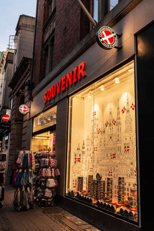 Copenhagen, Denmark - August 26, 2019: Souvenir shop located along Stroget shopping street in Copenhagen, Denmarkのeditorial素材