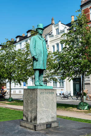 Copenhagen, Denmark - August 27, 2019: Statue of CF Tietgen, Danish financier and industrialis, at Sankt AnnÃ¦ Plads (St. Ann Square) in Copenhagen, Denmarkのeditorial素材