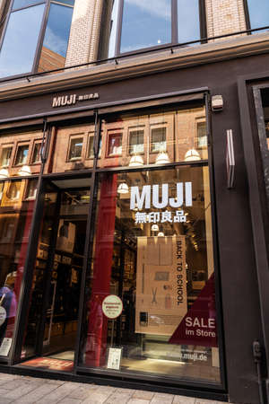 Hamburg, Germany - August 23, 2019: Facade of a Muji clothing store on a shopping street in Hamburg, Germanyのeditorial素材