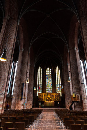 Altar of the Marktkirche, Lutheran church located in the old town of Hanover, Germanyのeditorial素材
