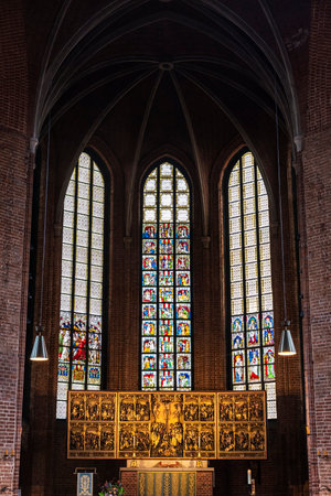 Altar of the Marktkirche, Lutheran church located in the old town of Hanover, Germanyのeditorial素材