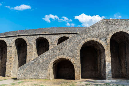 Amphitheater of the roman ruins of the ancient archaeological site of Pompeii in Campania, Italyのeditorial素材
