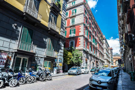 Naples, Italy - September 9, 2019: Street of classic buildings in the old town of Naples, Italyのeditorial素材