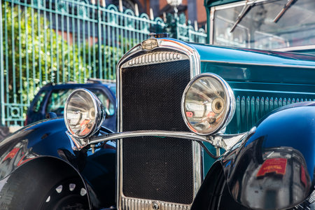 Naples, Italy - September 9, 2019: Old retro car from the 1920s of the brand Peugeot parked on a street in Naples, Italyのeditorial素材