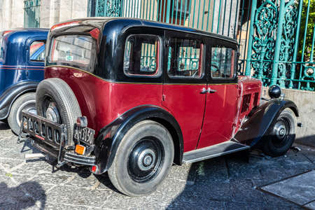 Naples, Italy - September 9, 2019: Old retro vintage cars from the 1920s of the brand Fiat parked on a street in Naples, Italyのeditorial素材