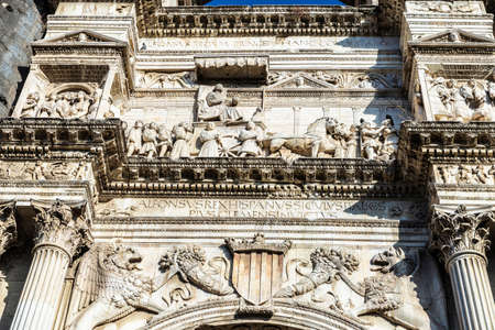 Facade and the triumphal arch of the Castel Nuovo (New Castle) or Maschio Angioino in Naples, Italyのeditorial素材
