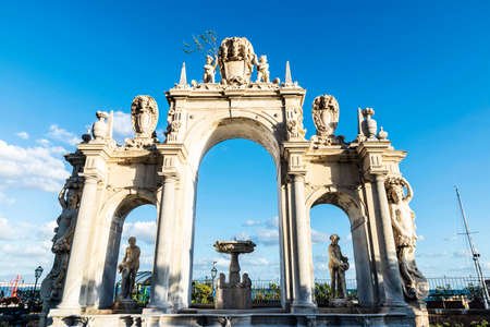 Fontana del Gigante or Fountain of the Giant, also called the Fontana dell'Immacolatella, in via Partenope, Naples, Italyのeditorial素材