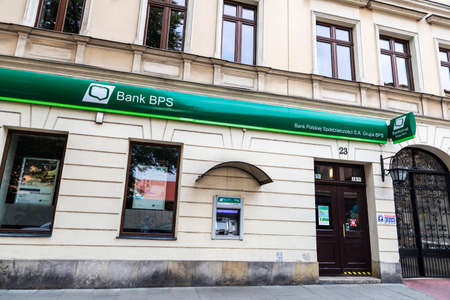 Krakow, Poland - August 28, 2018: Facade of a BPS Bank branch office in Krakow, Polandのeditorial素材