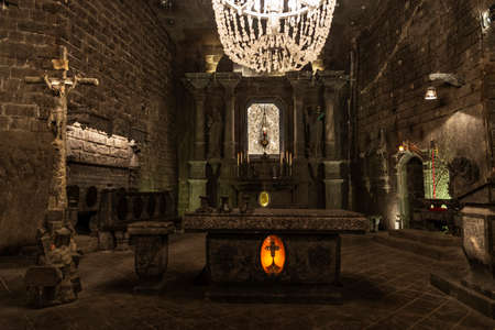 Altar of the St. Kinga's Chapel in the Wieliczka Salt Mine, Krakow, Poland