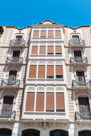 Facade of a catalan modernism house in Tortosa, Tarragona, Catalonia, Spainの写真素材