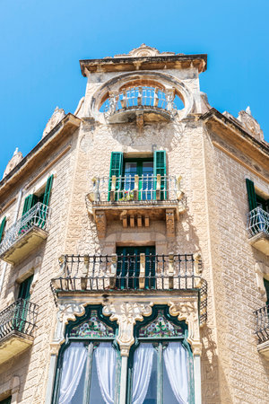 Facade of the Casa Matheu, catalan modernism house in Tortosa, Tarragona, Catalonia, Spain