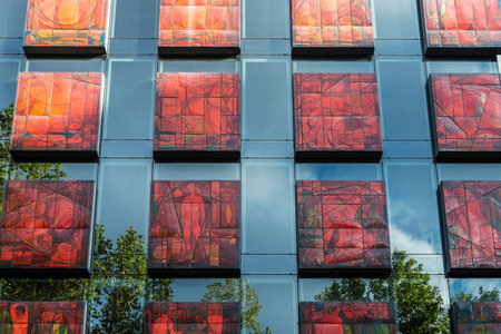 Barcelona, Spain - October 3, 2022: Facade of the Zurich Building, modern office building, located...