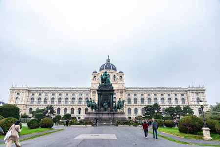 Vienna, Austria - October 15, 2022: Maria Theresien Platz and the Natural History Museum Vienna with people around in Innere Stadt; vienna, austriaのeditorial素材