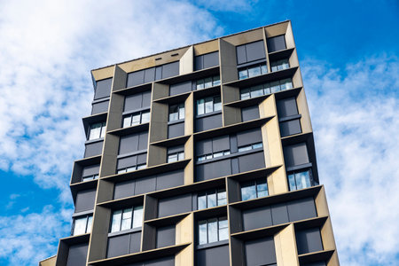 Facade of a modern skyscraper in Belvedere quartier, Vienna, Austria