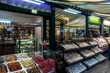 Vienna, Austria - October 14, 2022: Spice and flavor shop in Naschmarkt, street food market in Vienna, Austriaのeditorial素材
