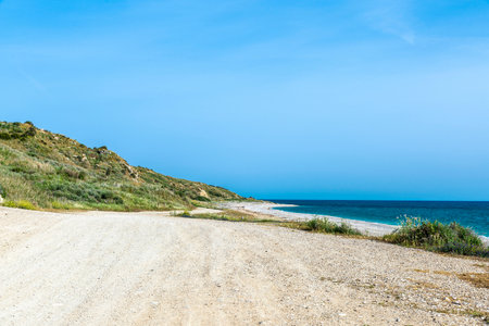 Panoramic of Piana Grande beach in Agrigento, Sicily, Italyの写真素材