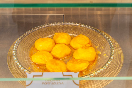 Display of a candy shop in Bolhao Market, street food market in Porto or Oporto, Portugalの写真素材