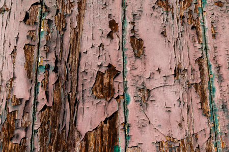 Close-up of an old cracked wooden door as backgroundの写真素材