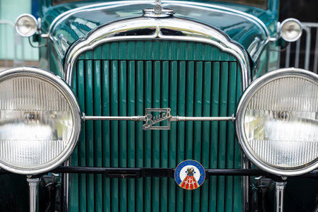 Barcelona, Spain - April 6, 2024: Old retro green car from the 1920s of the brand Buick parked on a street in Barcelona, Catalonia, Spainのeditorial素材
