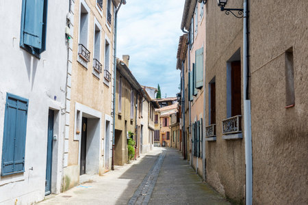 Street in the old town of the village of Carcassonne, Franceの写真素材