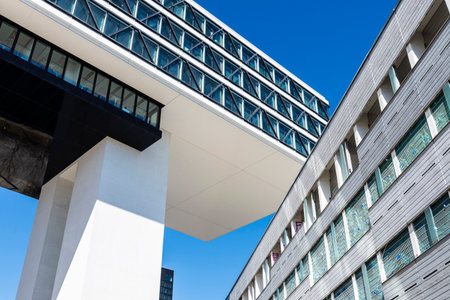 View of the modern office Medienbrucke in the district of Werksviertel, Munich, Bavaria, Germany