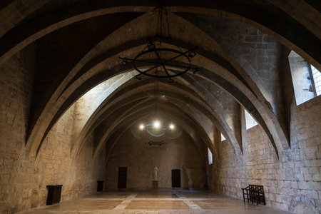 Interior of the Reial Monestir or Royal Abbey of Santa Maria de Poblet, Tarragona, Catalonia, Spain