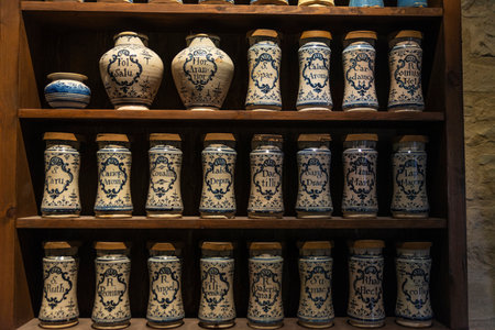 Pharmacy of the Abbey or Monastery of Santa Maria de Vallbona de les Monges, Tarragona, Catalonia, Spainの写真素材