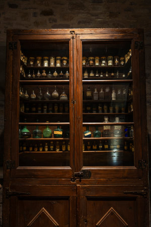 Pharmacy of the Abbey or Monastery of Santa Maria de Vallbona de les Monges, Tarragona, Catalonia, Spainの写真素材