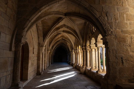 Cloister of the Abbey or Monastery of Santa Maria de Vallbona de les Monges, Tarragona, Catalonia,...