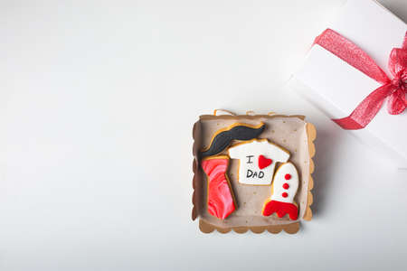 assortment box of handmade cookies as a gift for fathers dayの写真素材