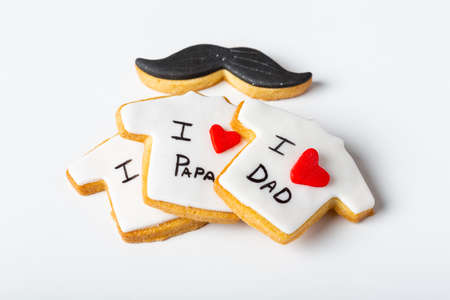 assortment of handmade t-shirt cookies as a gift for fathers dayの写真素材