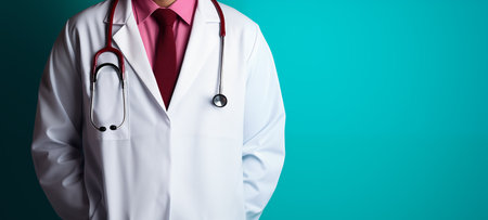 a doctor wearing a white coat and a stethoscopeの素材