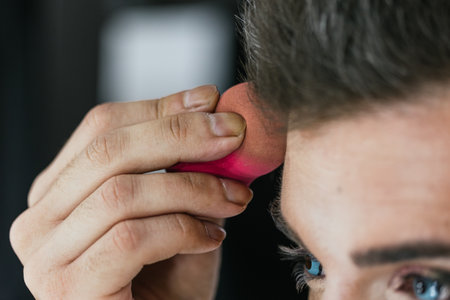 Close-up of a drag queen making up for a showの写真素材