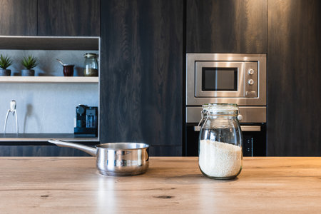 Modern kitchen with elegant wood finishes