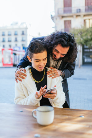 Loving gay couple enjoying time together outdoorsの写真素材