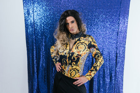 Glamorous drag queen posing with confidenceの写真素材