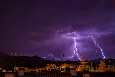 Lightning over the town of Oliana