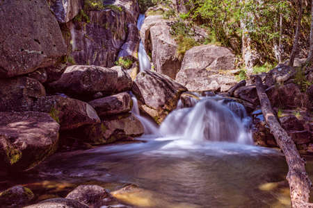 MolÃ­ waterfall in the region of La Cerdanya within the valley of La Llosaの写真素材