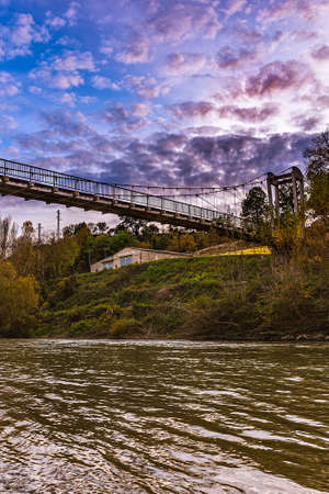 Lever to cross the Segre river between the Lleida towns of Oliana and TragÃ³の写真素材