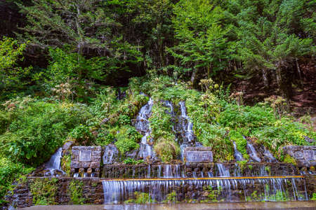 Waterfall in Artiga de Lin in the Aran Valley, in the Catalan Pyreneesの写真素材