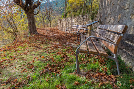 An autumnal walk through the sources of Peramola in the Lleida region of alt urgellの写真素材