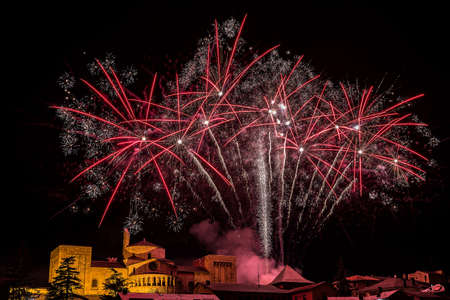 Artificial foci a l'encesa de llums de nadal a la Seu d'Urgellの写真素材