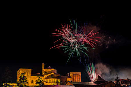 Artificial foci a l'encesa de llums de nadal a la Seu d'Urgellの写真素材