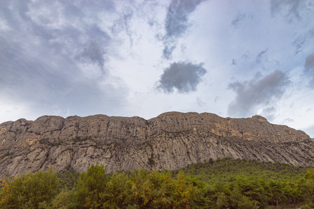 Late landscape and colors in Poble d'Oliana, in the region of l'Alt Urgell.の写真素材