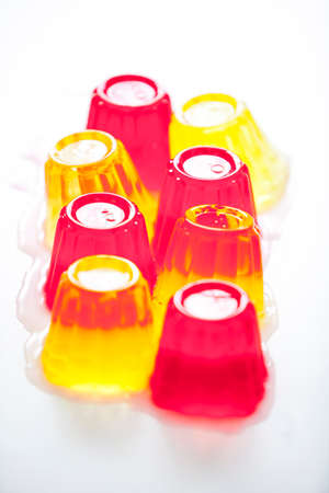 Lemmon and strawberry jelly dessertsの写真素材