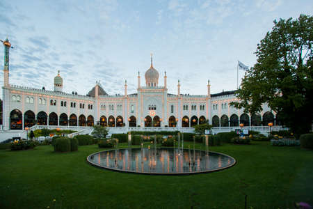 Copenhagen, Denmark -17 Aug 2015- Main entrance to Tivoli amusement park.のeditorial素材