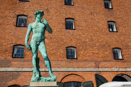 Copenhagen, Denmark -18 Aug 2015- Replica of Michelangelo's statue of David outside The Royal Cast...