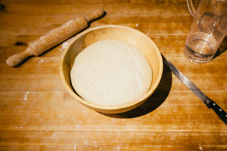 Bread dough ready to be kneadedの写真素材