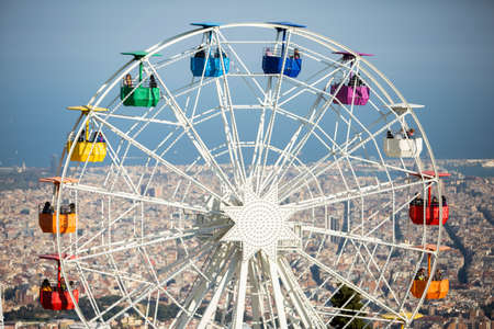 Big wheel, called The Giradabo, at the amusement park of Tibidabo in Barcelona, Catalonia. Spain -13/4/2019のeditorial素材