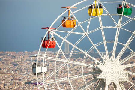Big wheel, called The Giradabo, at the amusement park of Tibidabo in Barcelona, Catalonia. Spain -13/4/2019のeditorial素材